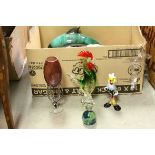Collection of Glassware including Murano Glass Clown, Large Glass Cockerel, Mdina Paperweight plus a