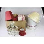 A set of Laura Ashley curtains, similar chandelier type light lamp shade x 2 cushion together with