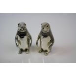 Pair of Silver Plated Condiments in the form of Penguins