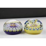 Two 20th century Perthshire millefiori paperweights.