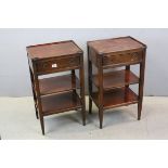 Pair of Regency Style Mahogany Bedside Tables, 43cms wide x 75cms high