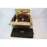 A box of mixed collectables to include sterling silver napkin rings, Opera glasses and a parker