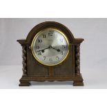 Hilser of Trowbridge Art Deco mantel clock with key and pendulum