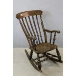 Victorian Elm Seated Lathback Rocking Elbow Chair