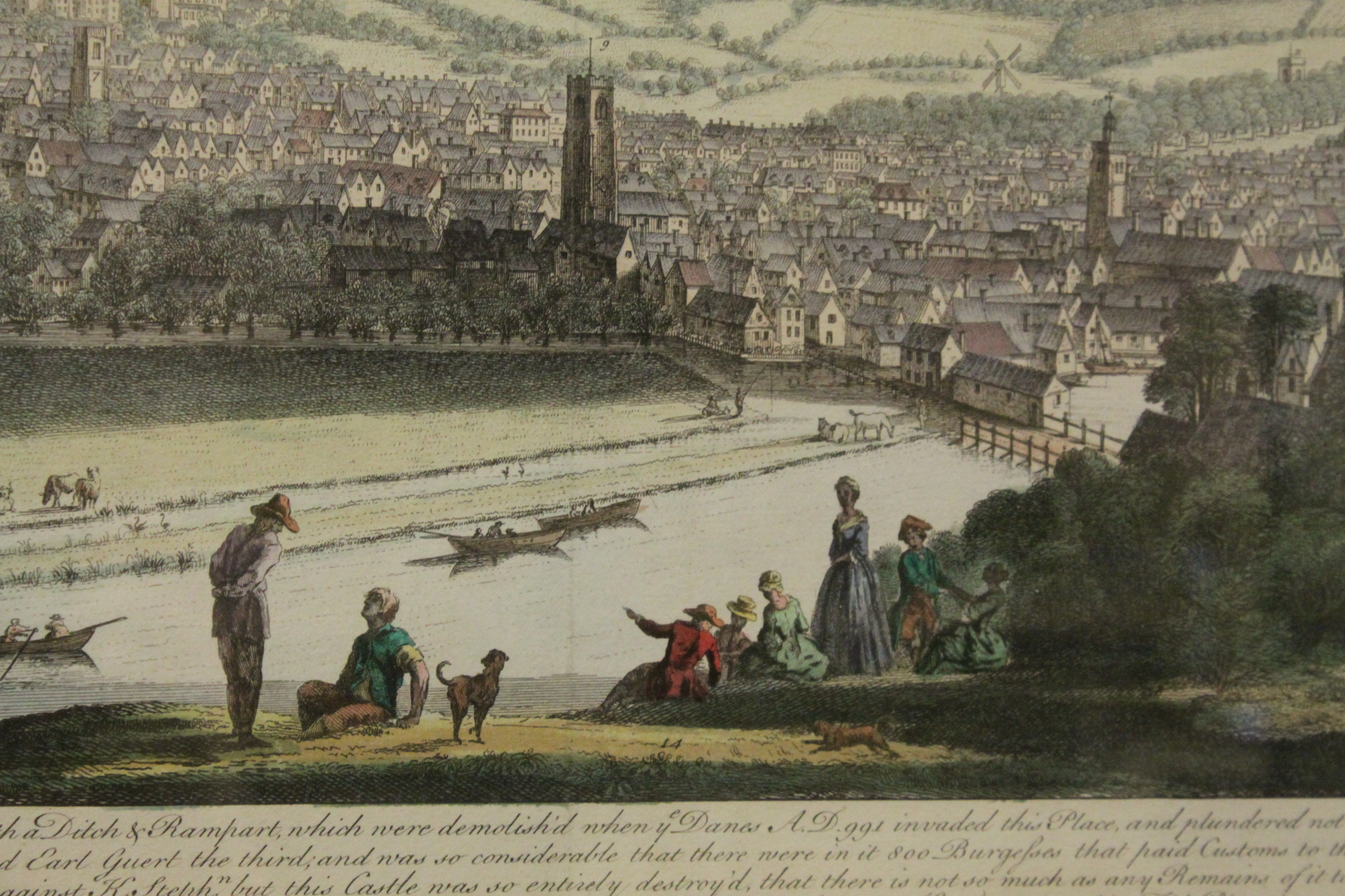 Antique Coloured Engraving ' The South-West Prospect of Ipswich in the County of Sufflok ' 30cms x - Image 2 of 4