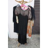 Vintage Clothing - Eight 1920's / 30' / 40's Dresses together with a Silk Dressing Gown and a