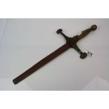 A Decorative sword with brass handle and hilt (A/F).