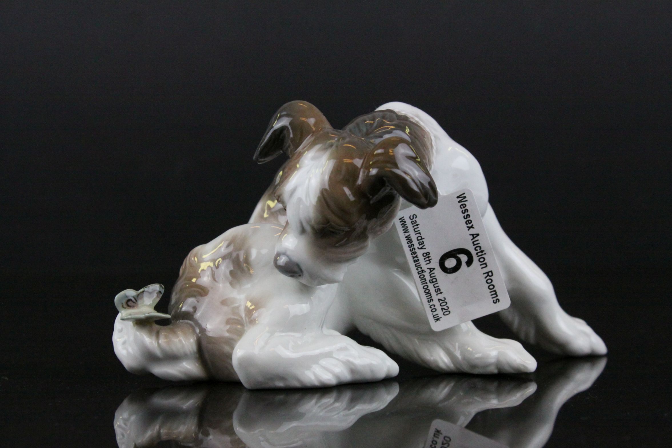 Two Lladro Dogs - Grey and White Terrier plus Terrier with Butterfly on Tail, largest 15cms high - Image 2 of 8