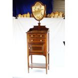 Edwardian Mahogany and Satinwood Cross-banded Gentleman's Washstand with Bevelled Edge Shield Mirror
