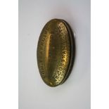 A brass snuff box with lead lining marked Tom Frankling Corsham Side 1909 Nr. Corsham Wilts To The