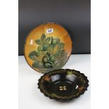 A 20th century Swedish terracotta bowl with Horse Chestnut decoration by Peter Ibsen Enke. signed