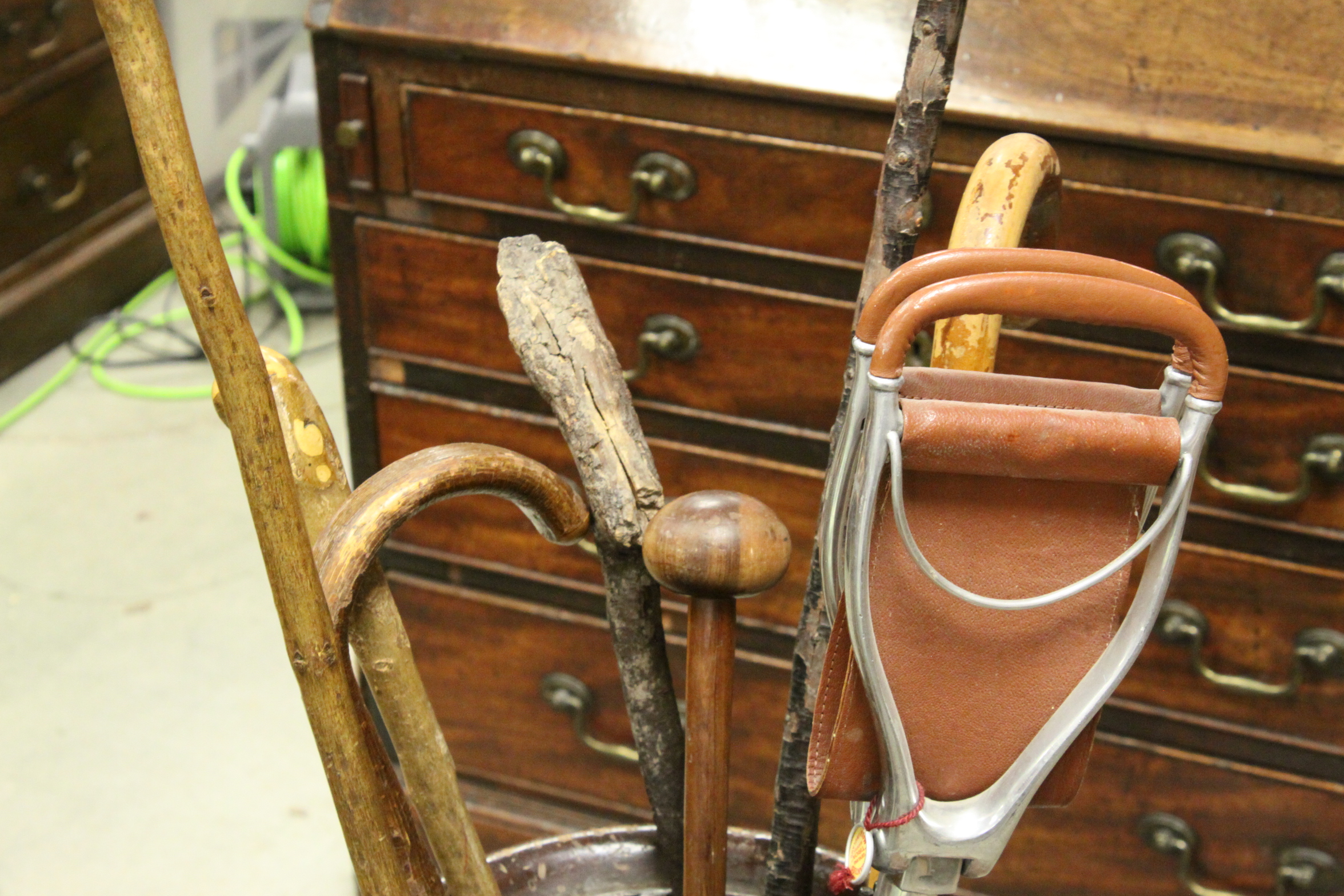 Brass Bound Wooden Stick Barrel, 56cms high together with a Quantity of Sticks including Knobkerrie - Image 2 of 4