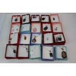 A collection of approx 20 x 925 sterling silver necklace and pendants sets and earrings.