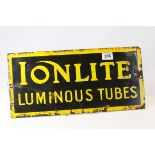 Vintage Enamel Advertising Sign ' Ionlite Luminous Tubes ' 47cms x 22cms