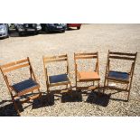 Four Beech Wood Folding Chairs