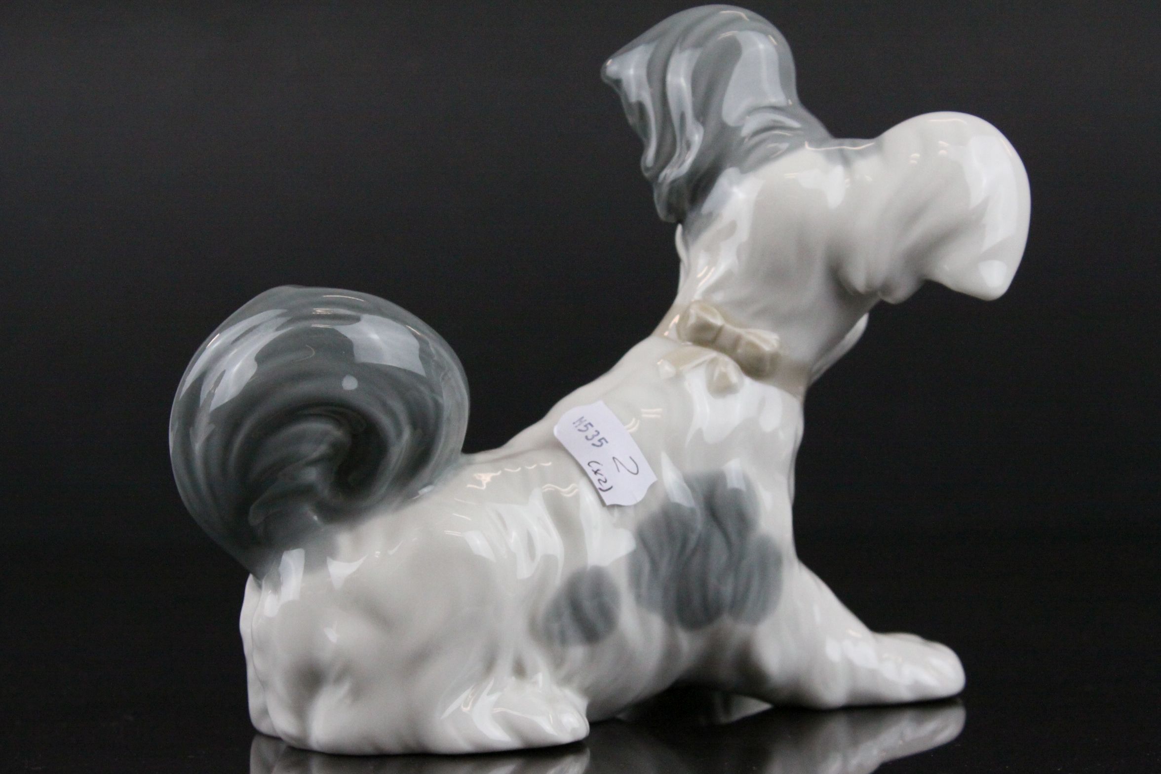 Two Lladro Dogs - Grey and White Terrier plus Terrier with Butterfly on Tail, largest 15cms high - Image 7 of 8