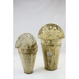 Two Rustic Painted Pine Wall Sconces