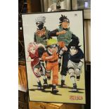 Masashi Kisimoto (Naruto), a framed artwork depicting characters from a Japanese cartoon series,