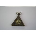 Brass Cased Masonic Style Triangular Shaped Pocket Watch