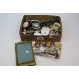 Box of collectables to include watches, photo frame, trinket pots etc