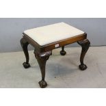 George II Style Carved Mahogany Stool , 60cms wide x 48cms high