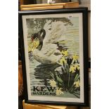 A framed London Transport poster on Kew Gardens, 79 x 53cm