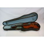 Violin with label ' Antonius Strradiuarius Cremonenfis ' in hard case