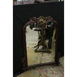 Modern 19th century Style Overmantle Mirror with a distressed maroon finish, approx. 105cms x 76cms