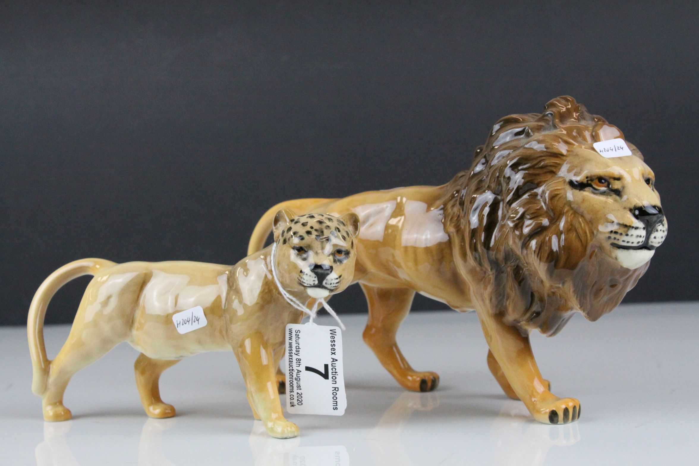 Beswick lion and lioness