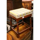 Early 20th century Dressing Stool with Upholstered Seat, 47cms high