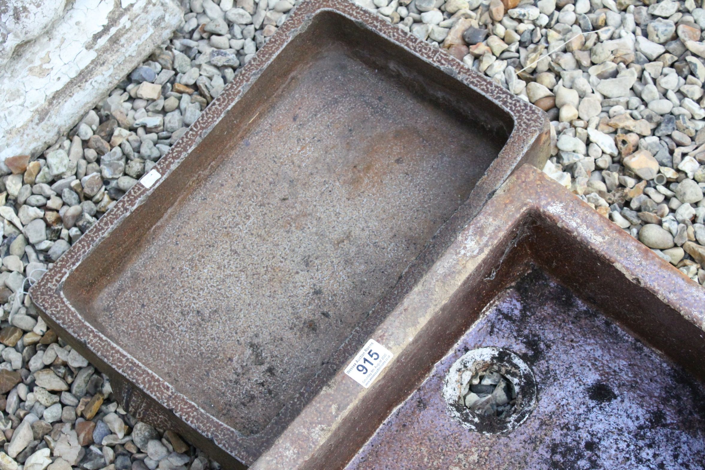 Two Vintage Brown Salt Glazed Planters - Image 3 of 3