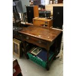 17th century Style Oak Side Table with Single Drawer raised on turned legs with ball feet, 84cms