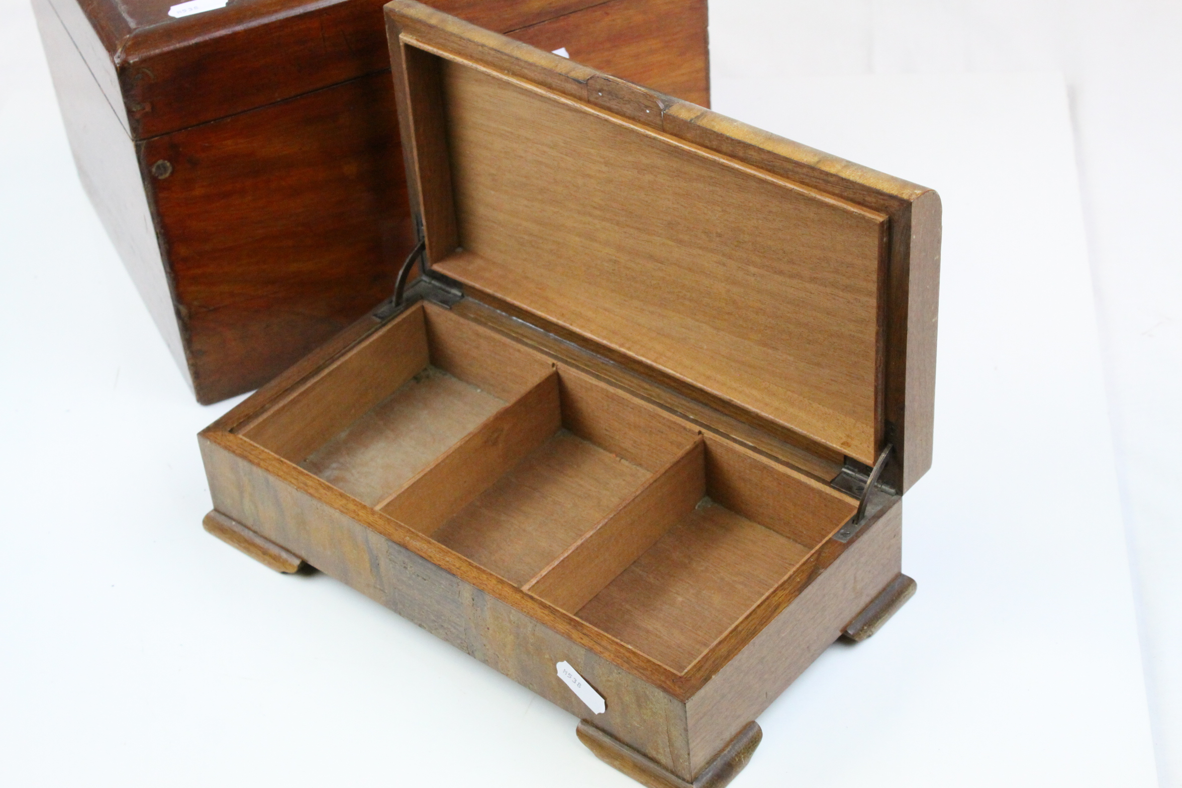 An antique mahogany box and a mid 20th century cigarette box. - Image 2 of 3