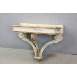 Distressed Painted Hanging Box Shelf on Scroll Bracket, 58cms wide