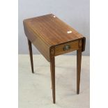 Small Inlaid Mahogany Pembroke Table with drawer raised on square tapering legs, 64cms long x