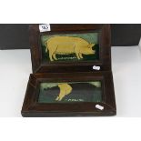 Pair of Oil Paintings of Pigs titled ' Molly ' and ' Damson ' signed and dated R.T. 1948