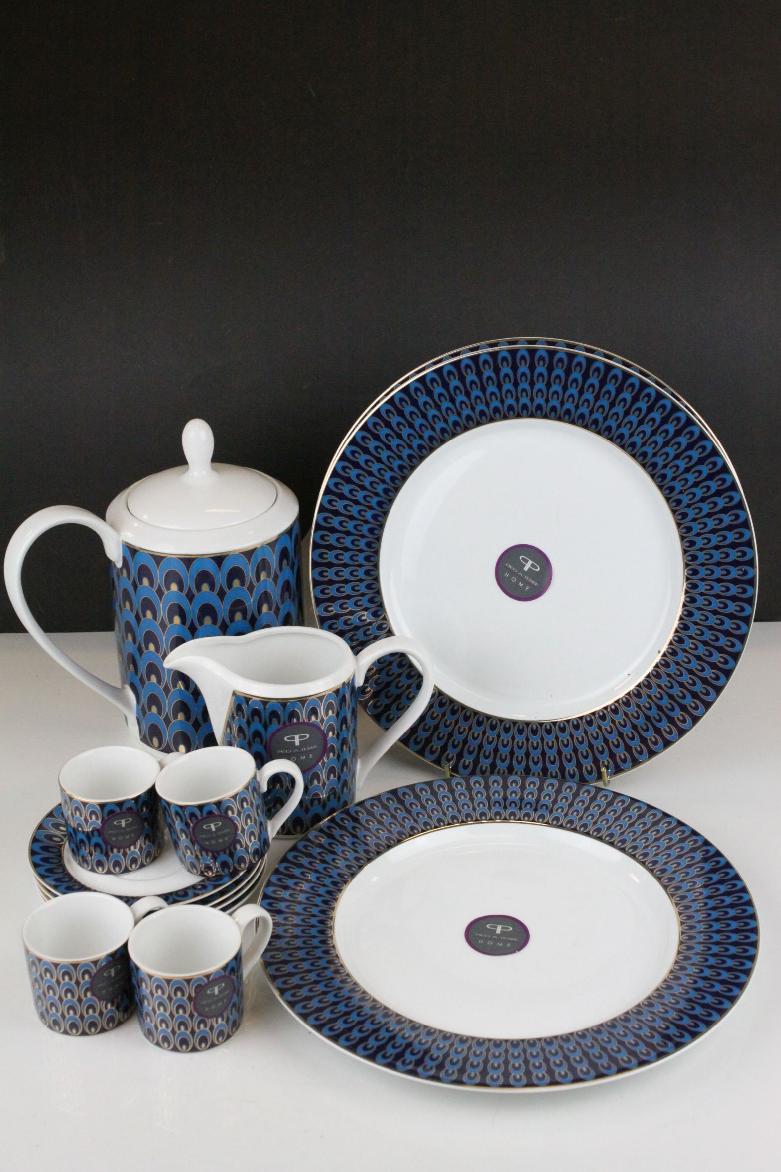 Pied A Terre Ceramic ' Peacock ' Part Tea Set