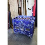 Late 19th century French Mirus Cast Iron and Blue Enamel Stove, 49cms wide