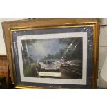 Alan Fearnley Signed Limited Edition Motor Racing Print ' Putting the Cat Out ' also signed by Derek