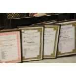 Six Framed and Glazed Bowling Association Certificates dating around 1940's/50