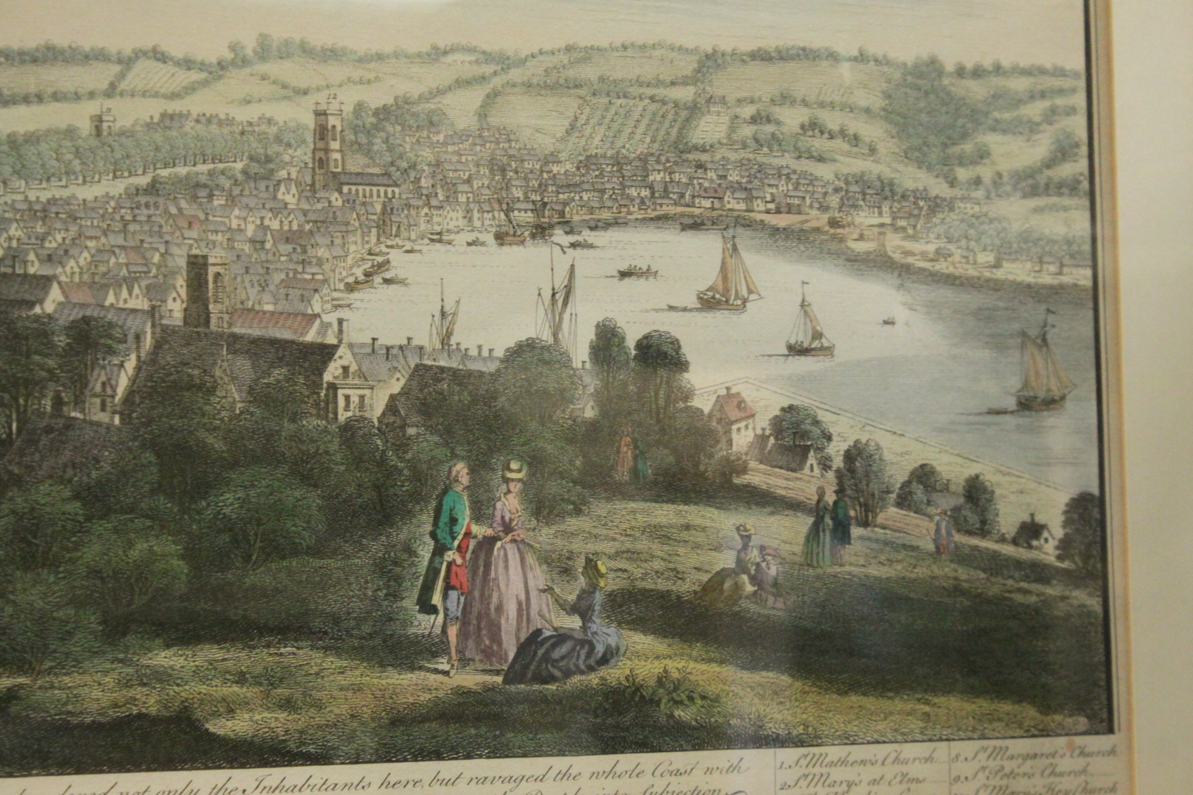 Antique Coloured Engraving ' The South-West Prospect of Ipswich in the County of Sufflok ' 30cms x - Image 3 of 4