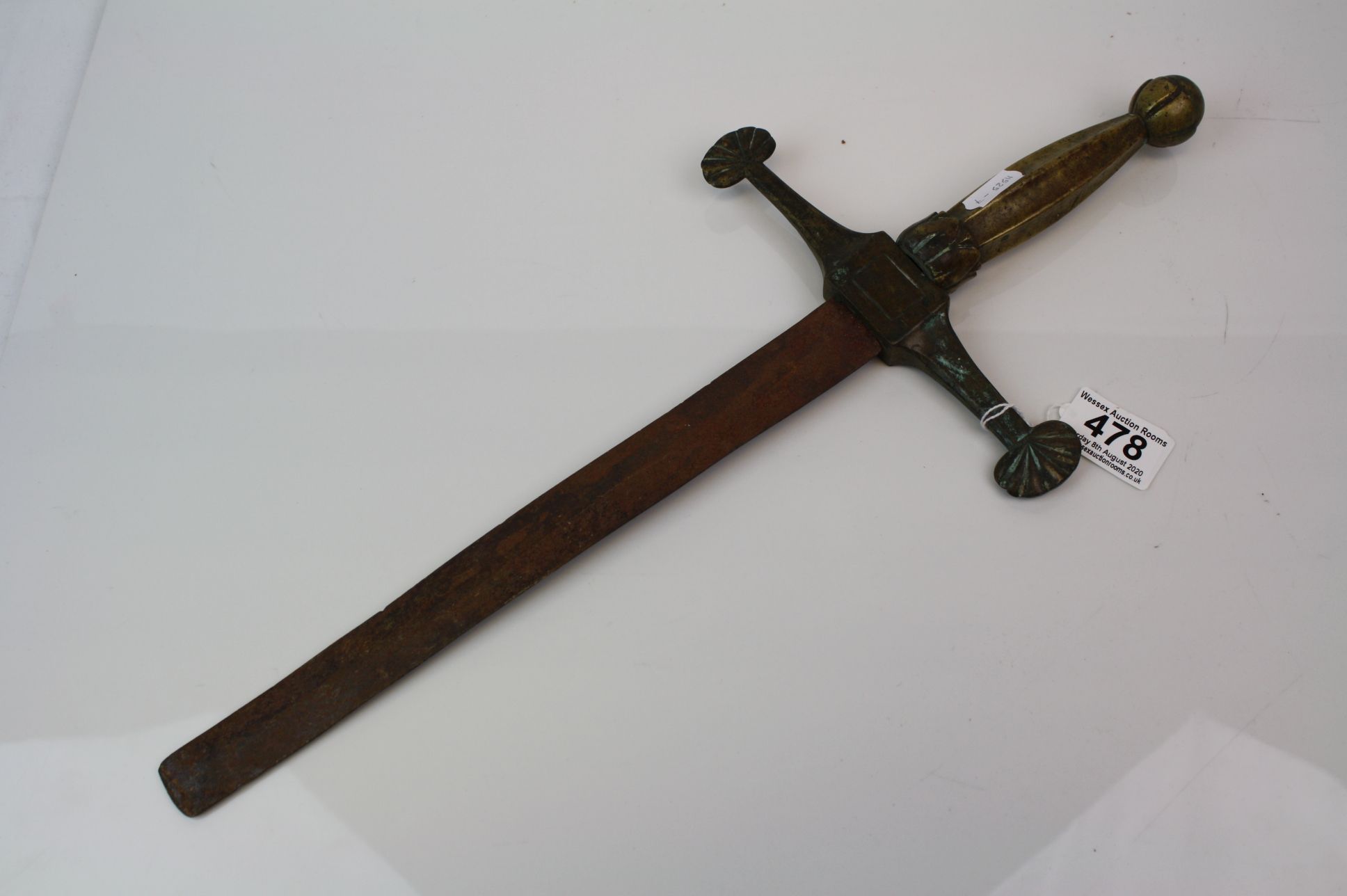 A Decorative sword with brass handle and hilt (A/F). - Image 2 of 3