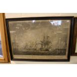 Late 18th century Naval Fleet Black and White Engraving after an original by Robert Dodd,
