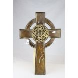 Lacquered and Gilt Finished Wooden Celtic Cross, 55cms high