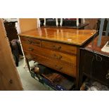 Edwardian Mahogany Inlaid Chest of Two Short over Two Long Drawers, 114cms long x 81cms high