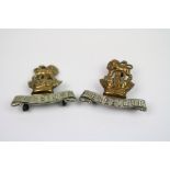 A Pair Of Collar Badges To The 15th Hussars Regiment With Queen Victoria Crown, Three Loop Fixings