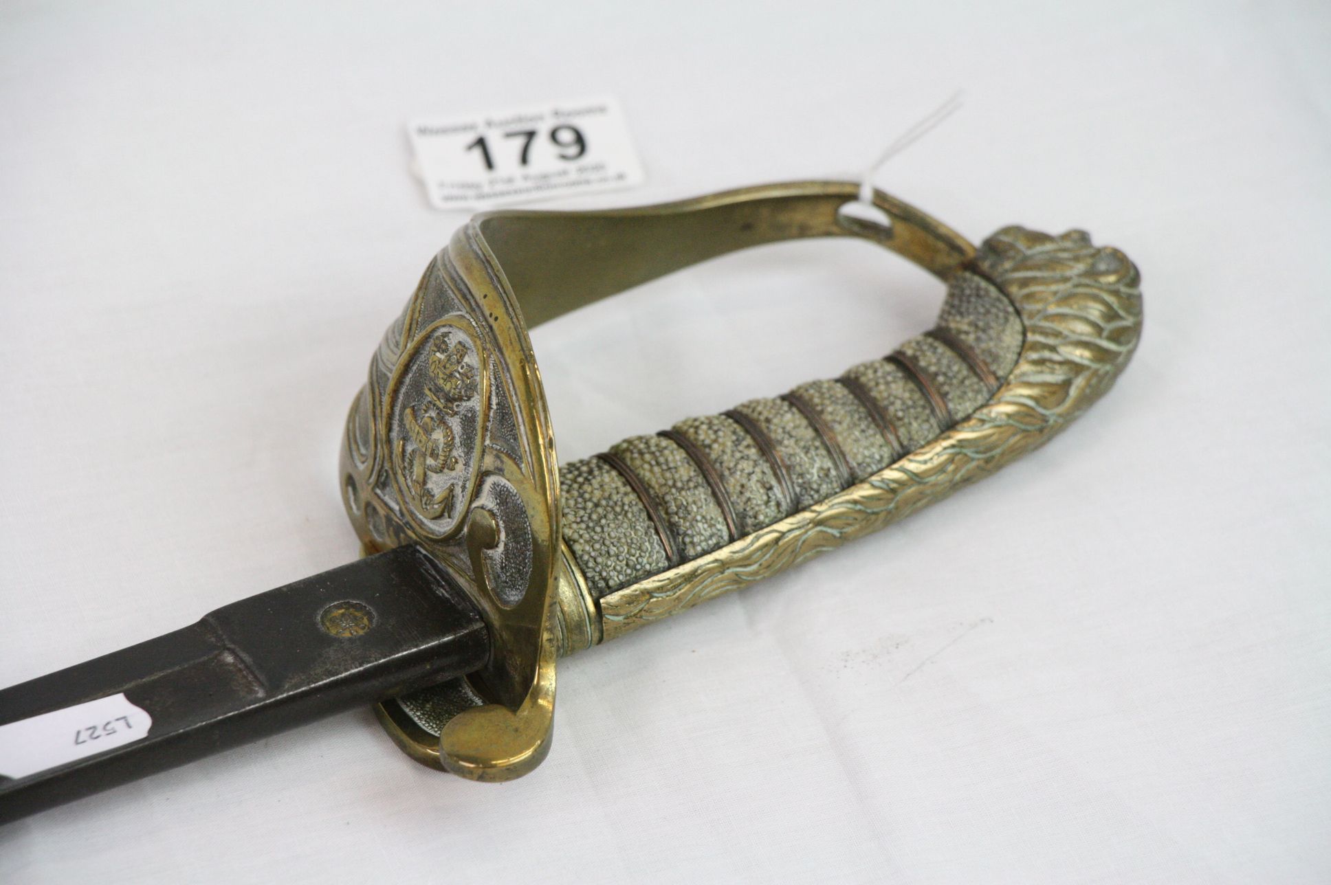 A Victorian Naval Officers 1827 Pattern Dress Sabre Sword, The Gilt Brass Hilt With Wire Bound - Image 3 of 7