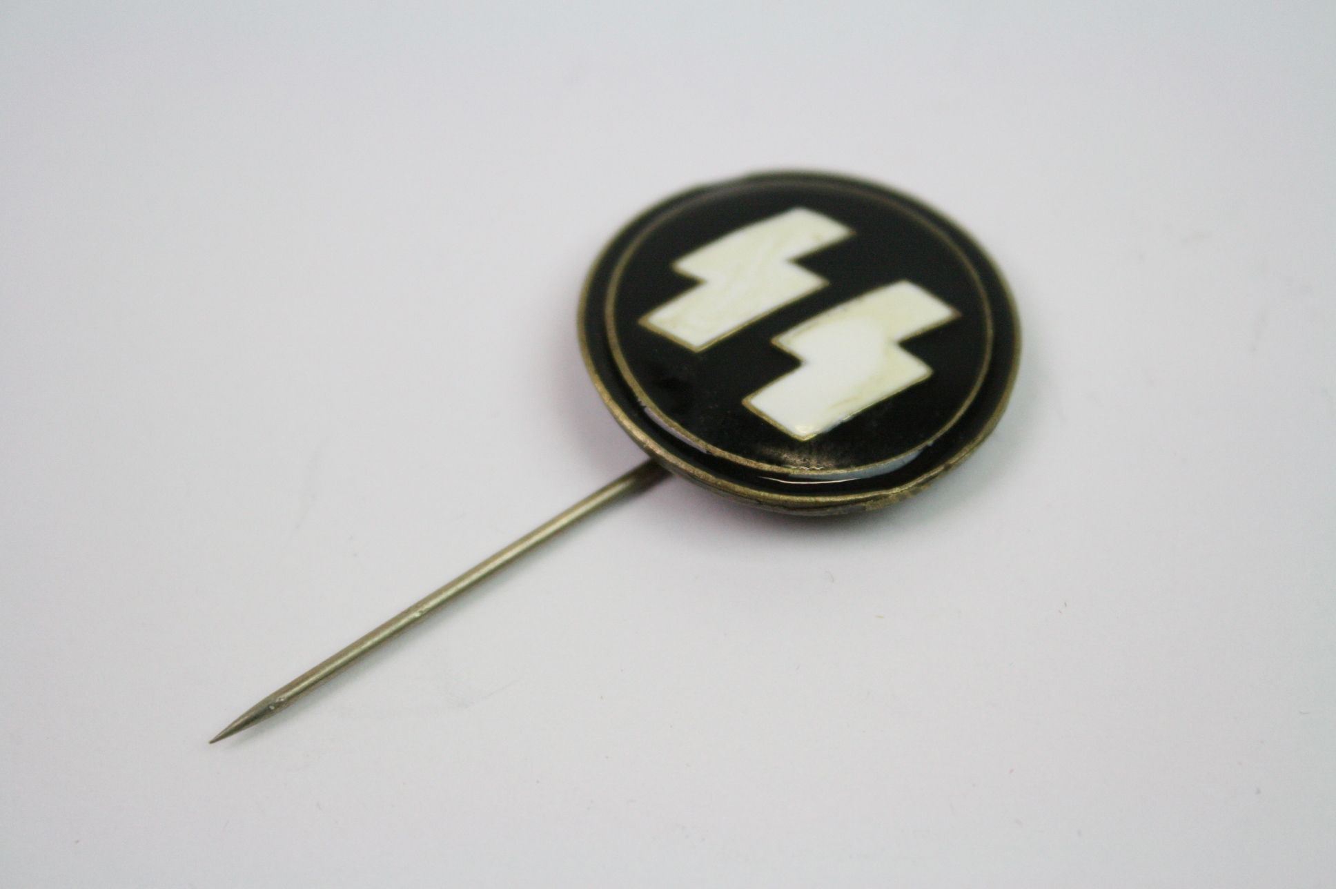 A World War Two German Third Reich SS Party Members Stick Pin Badge, Black And White Enamel