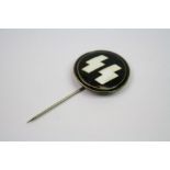 A World War Two German Third Reich SS Party Members Stick Pin Badge, Black And White Enamel