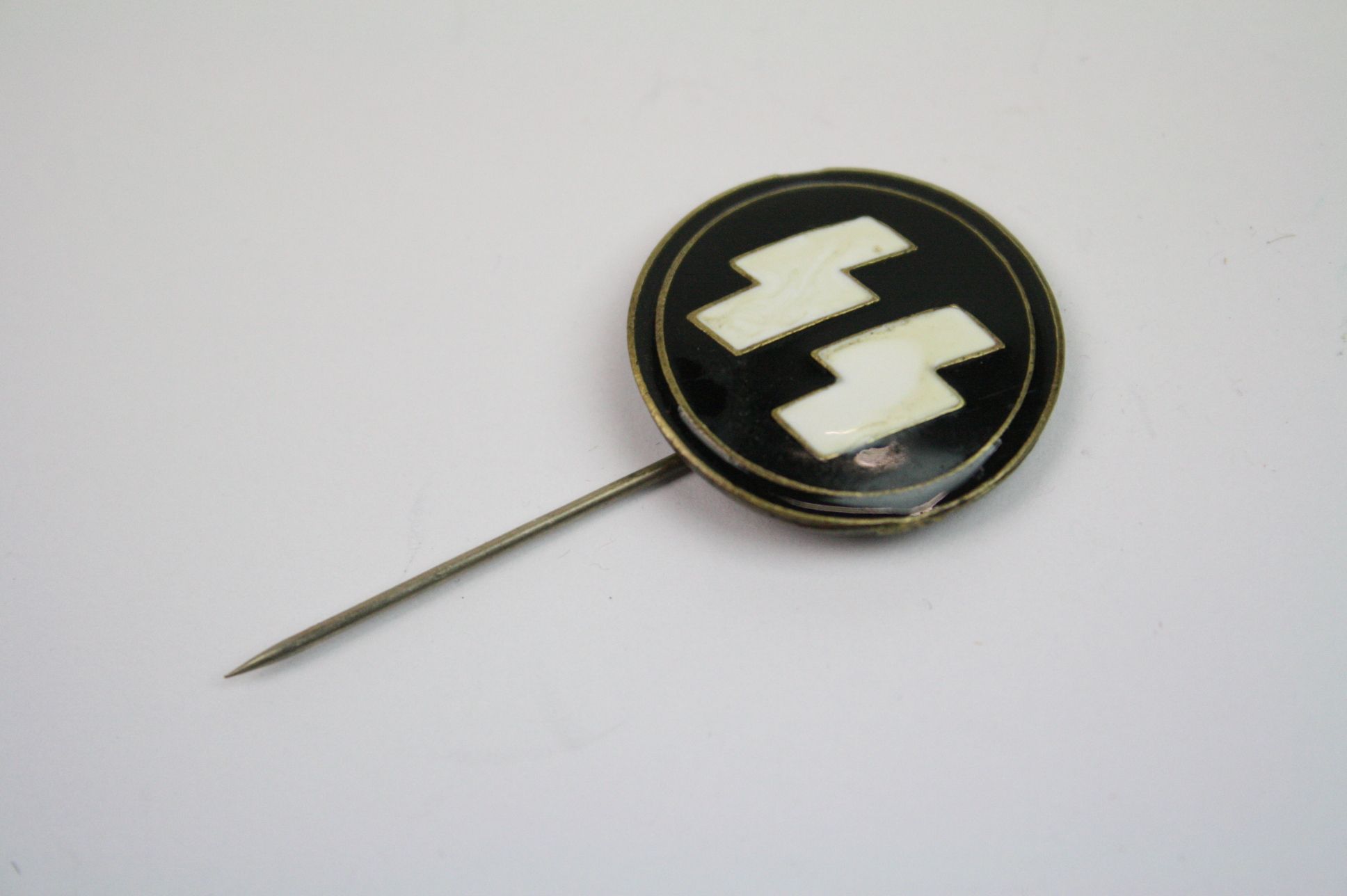 A World War Two German Third Reich SS Party Members Stick Pin Badge, Black And White Enamel - Image 7 of 7